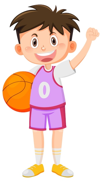 A boy playing basketball cartoon