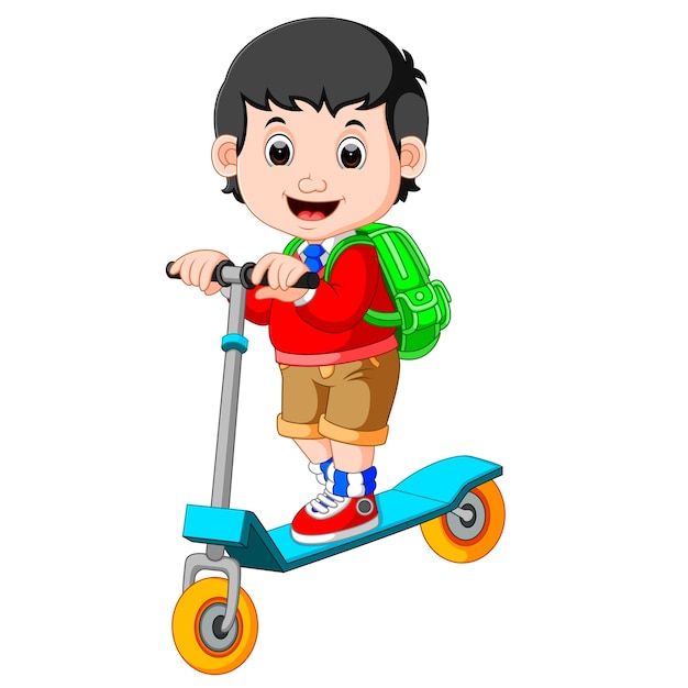 boy playing push bicycle