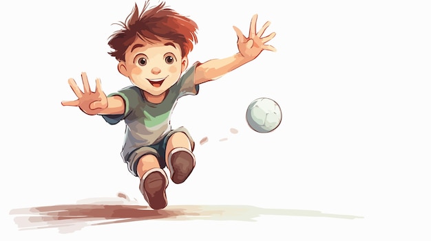 Vector a boy playing with ball sketch on white background