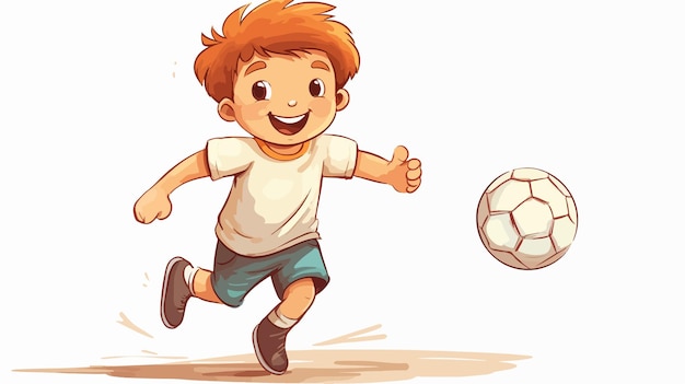 Vector a boy playing with ball sketch on white background