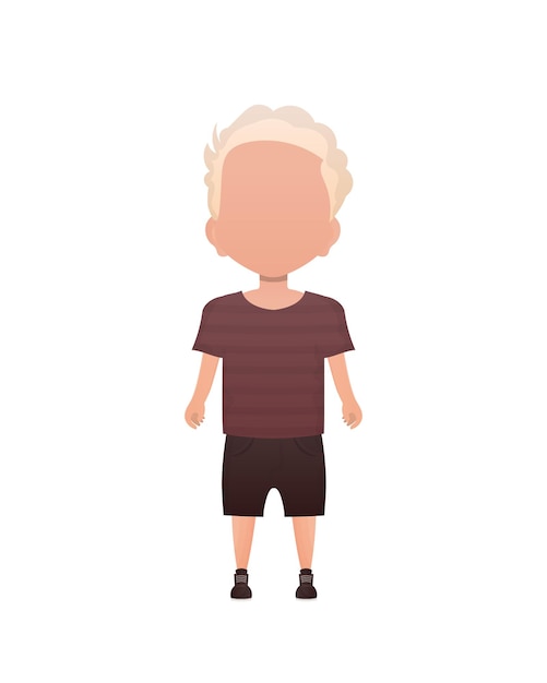 A boy of preschool age stands in full growth Isolated Cartoon style