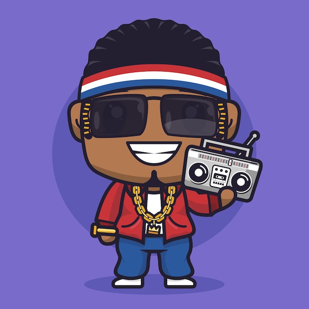 boy rapper cartoon character illustration