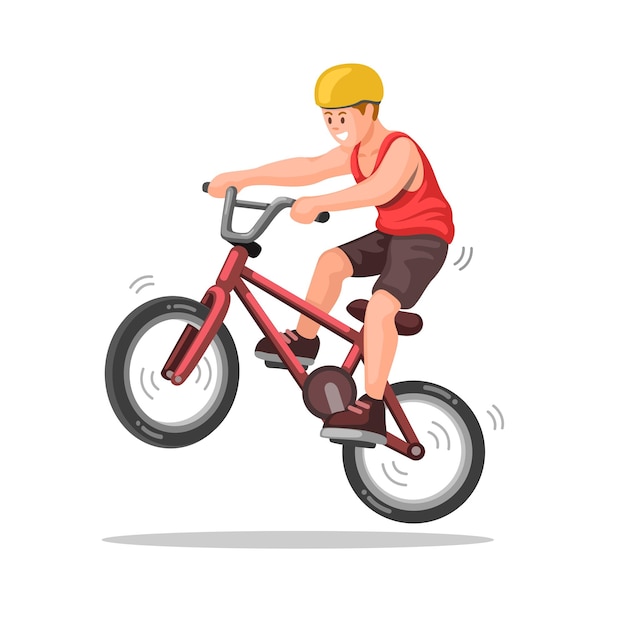 Boy riding bike, freestyle extreme sport illustration vector