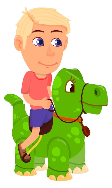 Boy riding dinosaur toy Funny kid game