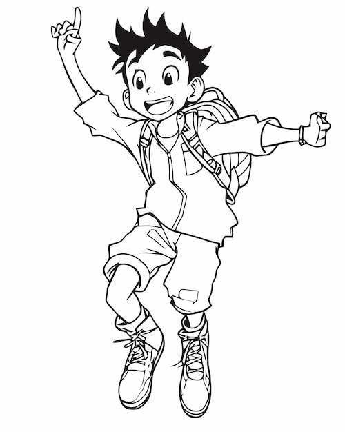 A boy on roller skates with a backpack and a backpack.