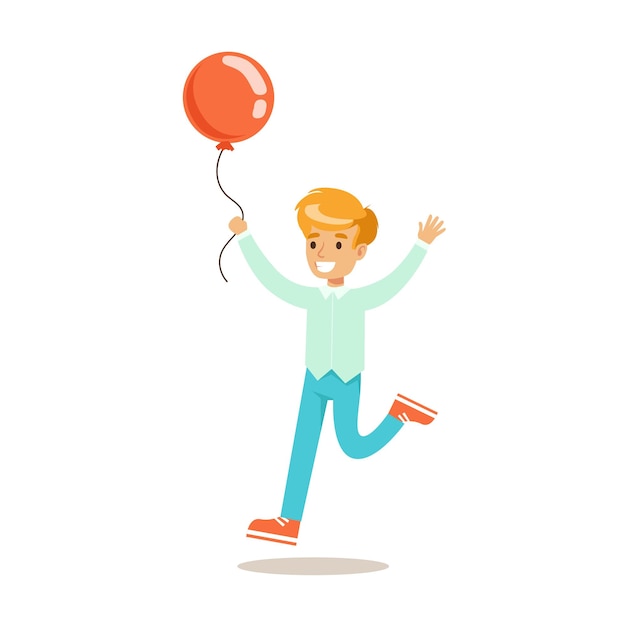 Boy Running With Balloon Traditional Male Kid Role Expected Classic Behavior Illustration