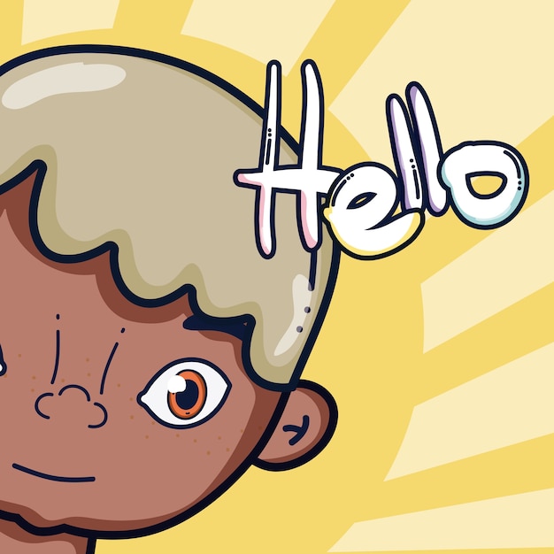 Boy saying hello cartoon