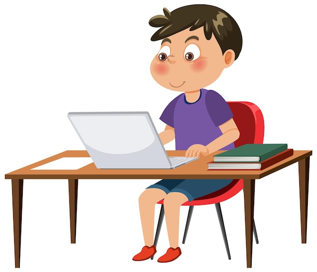 A boy sitting in front of laptop