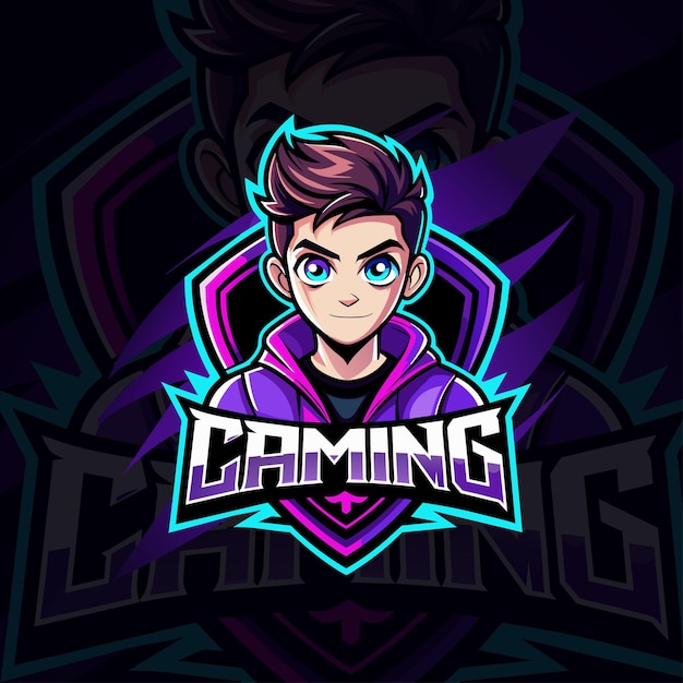 Boy Streamer Esport Gaming Logo With Emblem