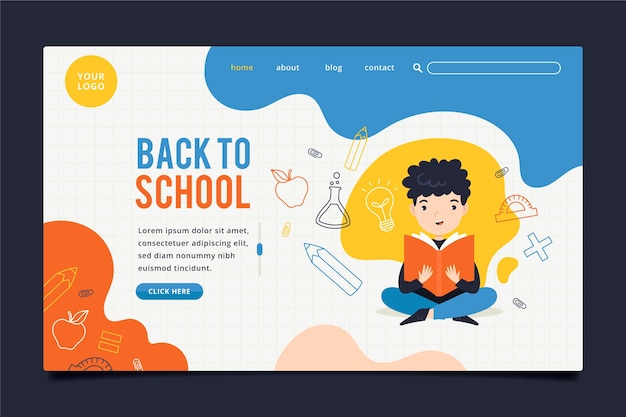 Boy studying back to school landing page