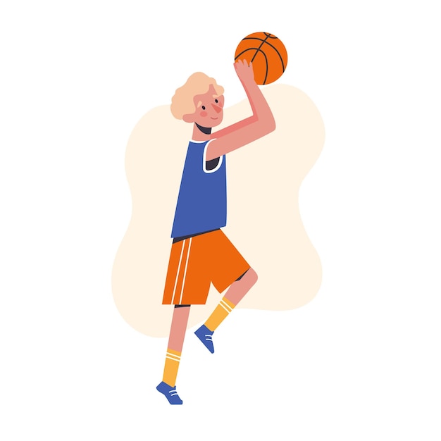 A boy throwing a basketball