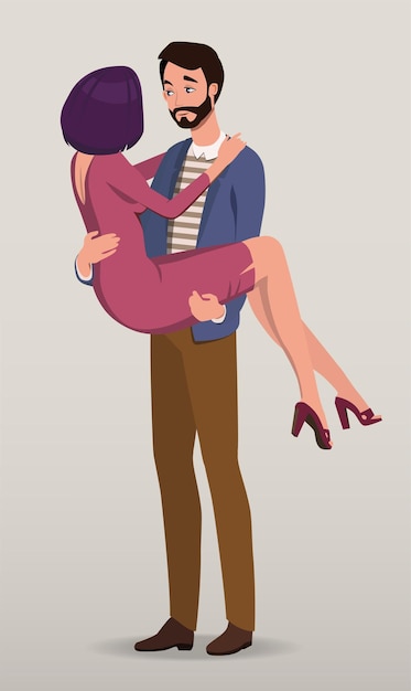 The boy took the girl in his arms Vector