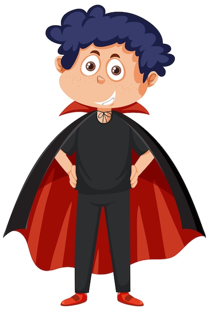 A boy wearing dracula costume for halloween