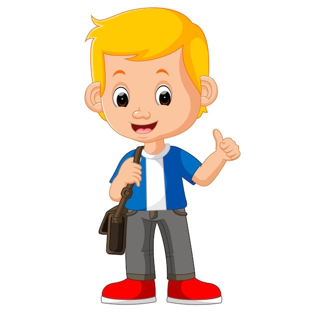 Boy with backpacks cartoon