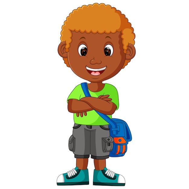 Boy with backpacks cartoon