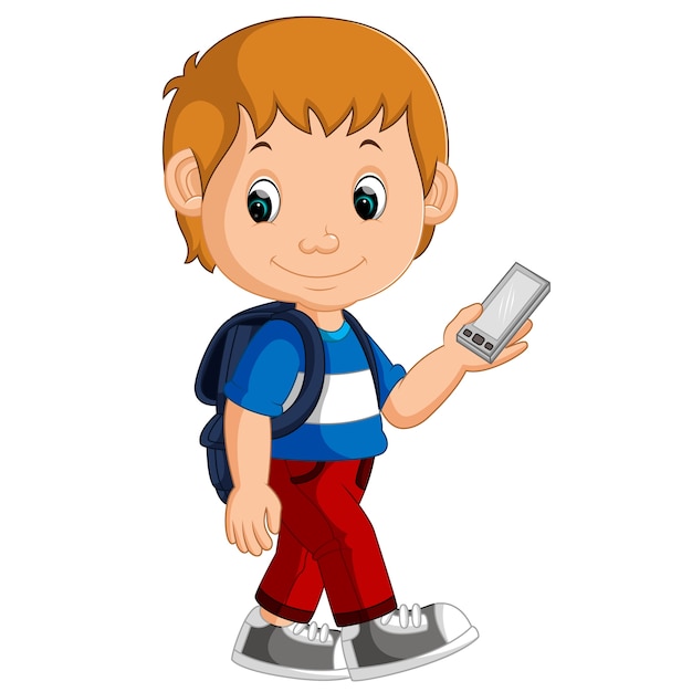 Boy with backpacks cartoon