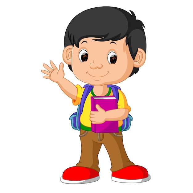 Boy with backpacks cartoon