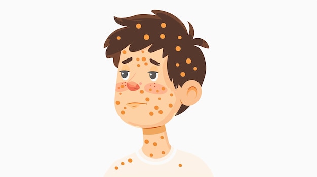 Vector boy with chickenpox vector illustration