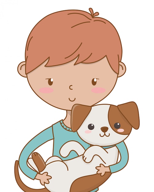 Boy with dog cartoon design