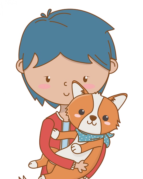 Boy with dog cartoon design