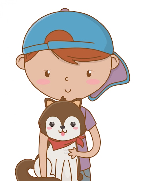 Boy with dog cartoon design