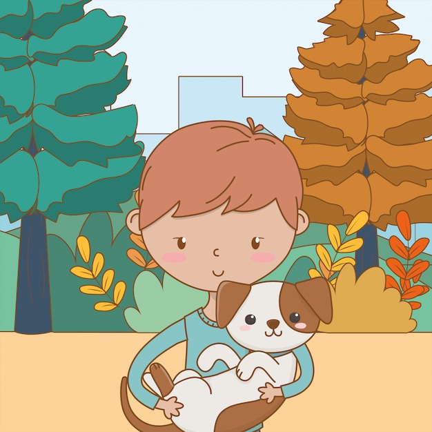 Boy with dog cartoon 