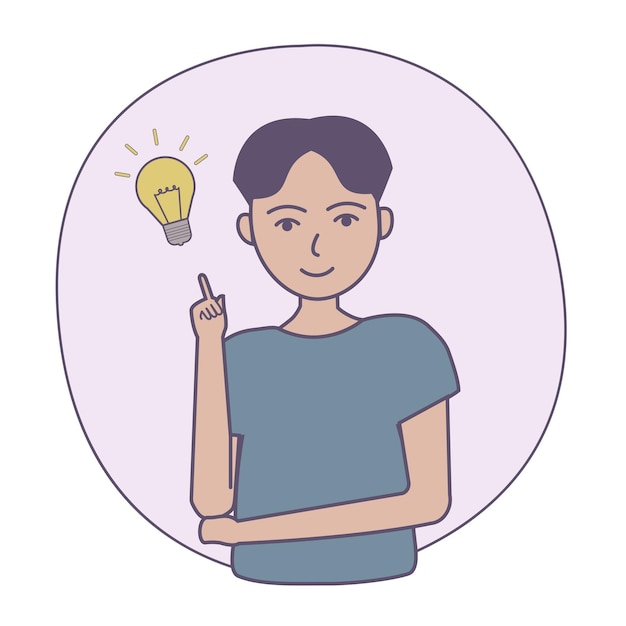 Boy with idea lamp sign