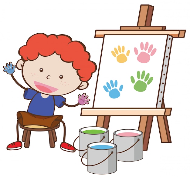 Vector a boy with paining board