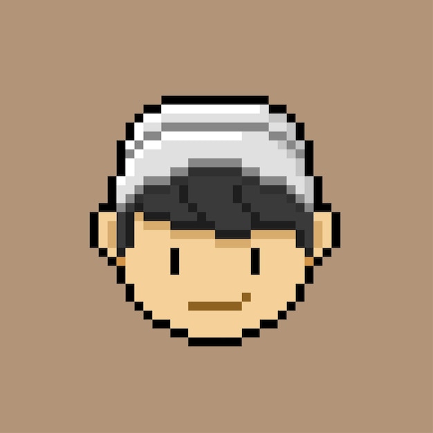 boy with white cap in pixel art style