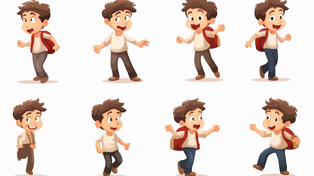 Boys Engaged in Various Activities Diverse Kid Illustration