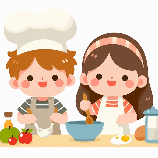 boys and girls cooking studying drawing