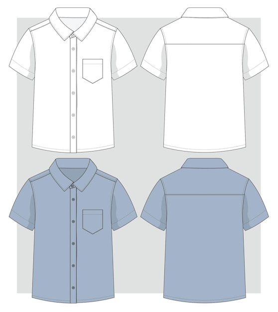 Boys half sleeve shirt flat sketch