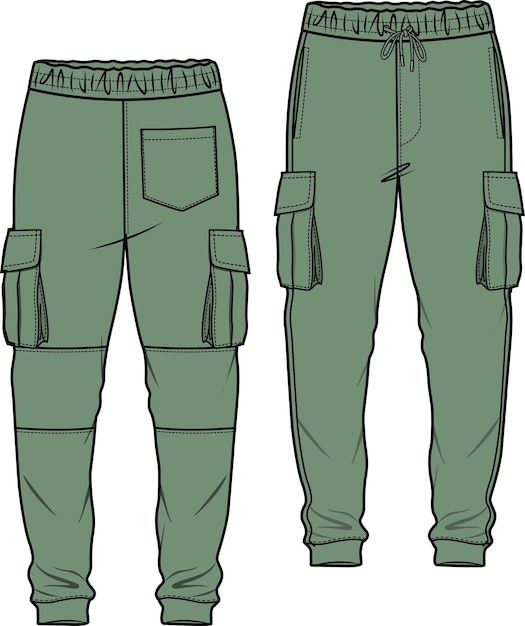 BOYS AND MEN BOTTOM WEAR JOGGERS AND TROUSERS FRONT AND BACK VECTOR