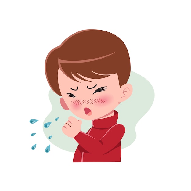 Boys Or People Suffering From Various Symptoms Of The Common Cold And Flu. Character With Cough. Sickness Concept. Isolated. Illustration in Flat Cartoon Style. Health and Medical. EPS 10