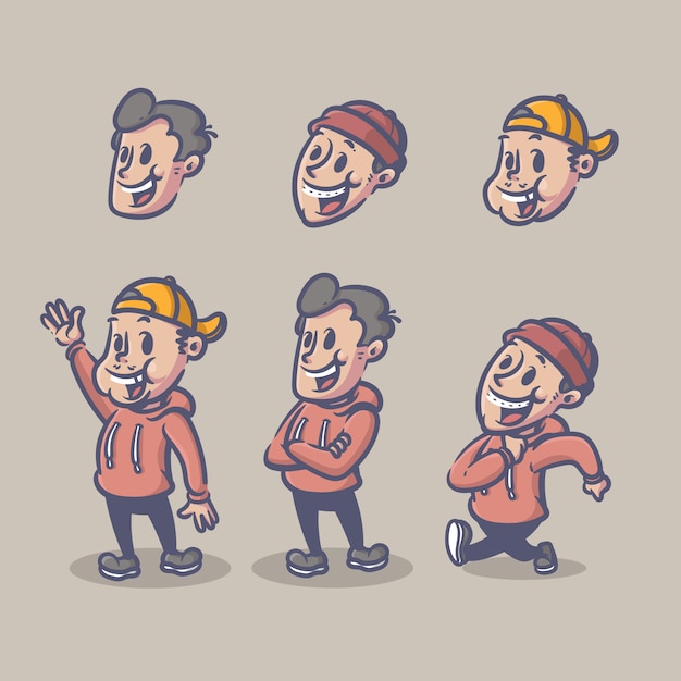 Boys retro character set editable