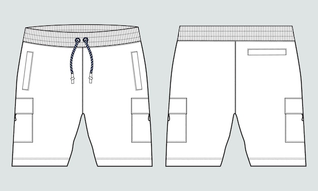 Boys Sweat Shorts vector fashion flat sketch template