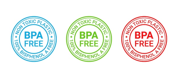 BPA free label. Non bisphenol badge, stamp. Eco packaging sticker. Vector illustration.