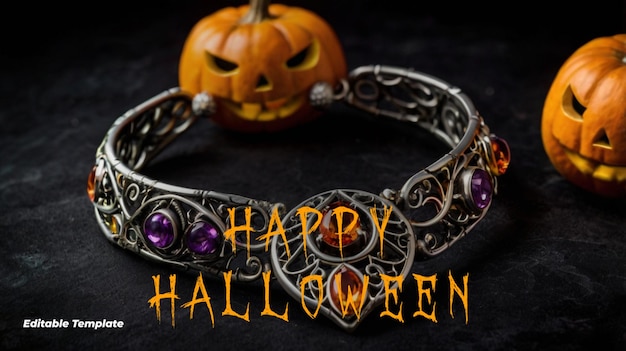 Vector a bracelet with a pumpkin on it that says halloween on it