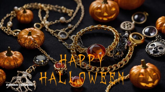 a bracelet with a purple cover that says happy halloween on it