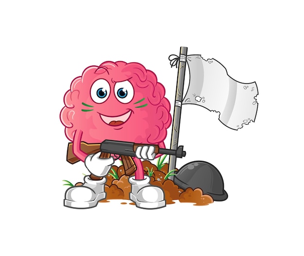 Brain army character. cartoon mascot vector