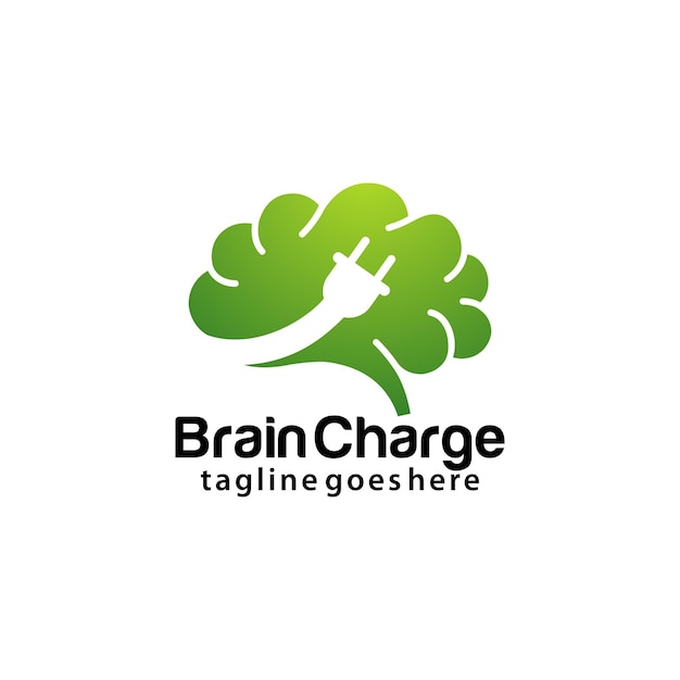 Brain charge logo design template