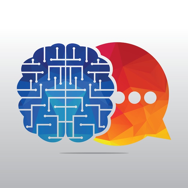 Brain Chat Logo Design Template Mind with chat symbol