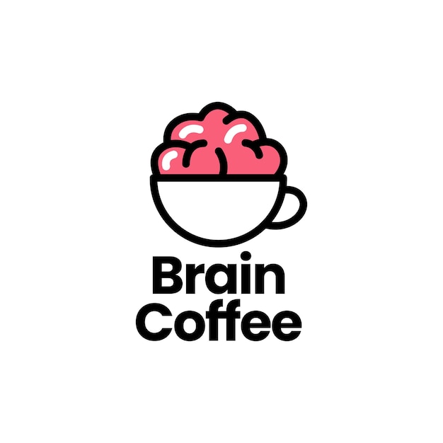 Brain coffee logo icon illustration