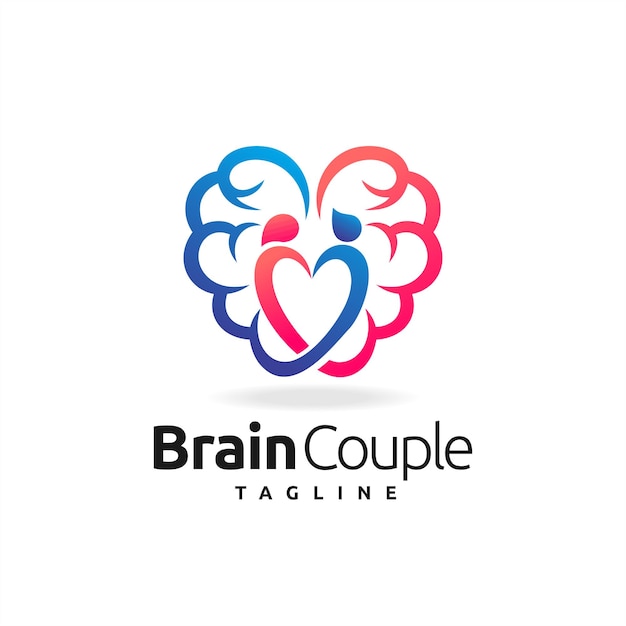 Brain couple logo with love concept