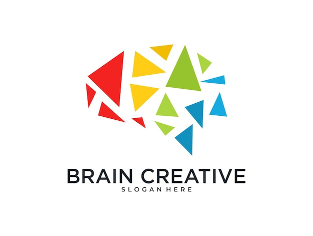 Brain creative idea colorful logo design