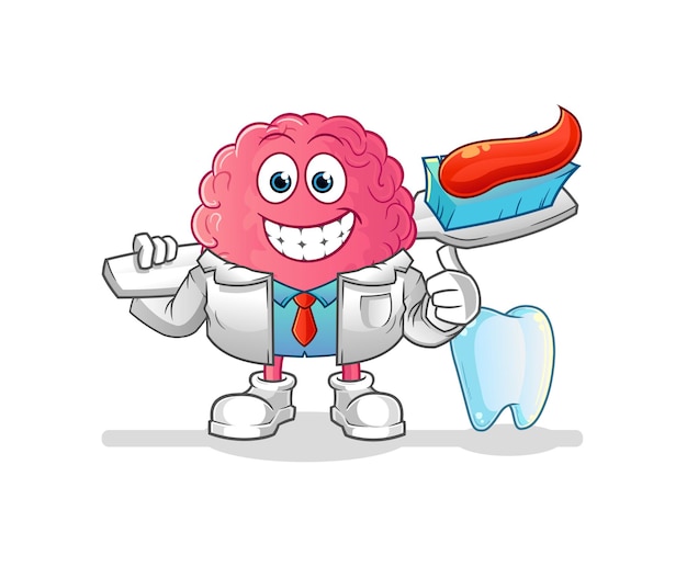 Brain dentist illustration. character vector