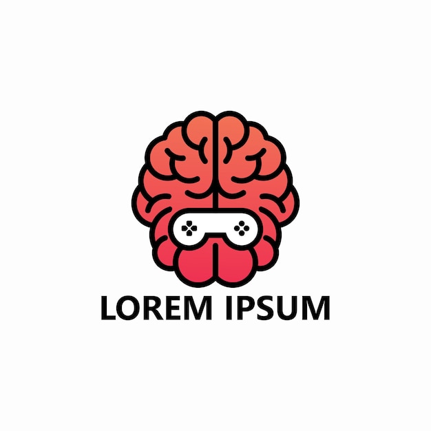 Brain gaming logo template design vector illustration