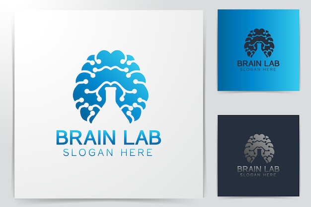 Brain and glass tube logo Designs Inspiration Isolated on White Background