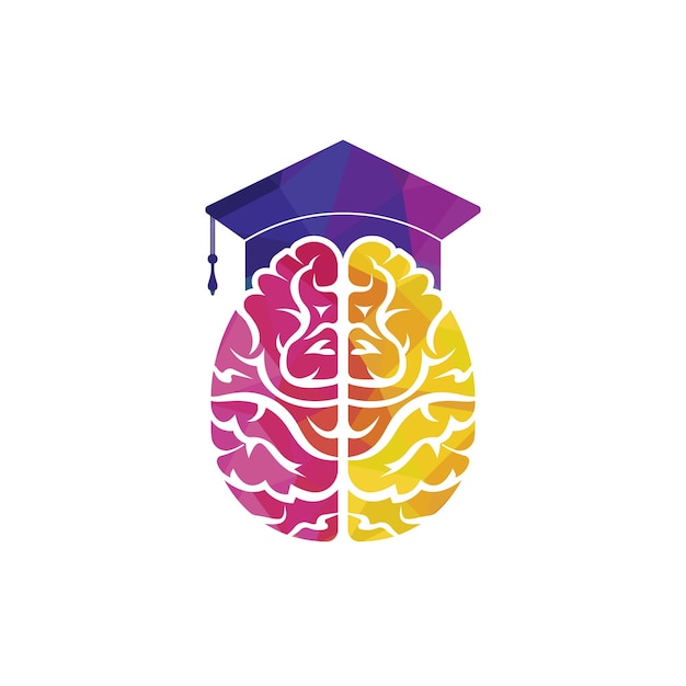 Brain and graduation cap icon design. Educational and institutional logo design.