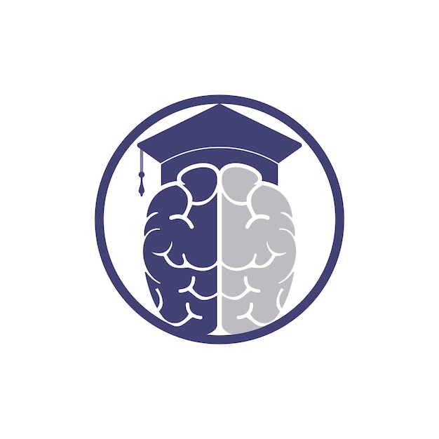 Brain and graduation cap icon design